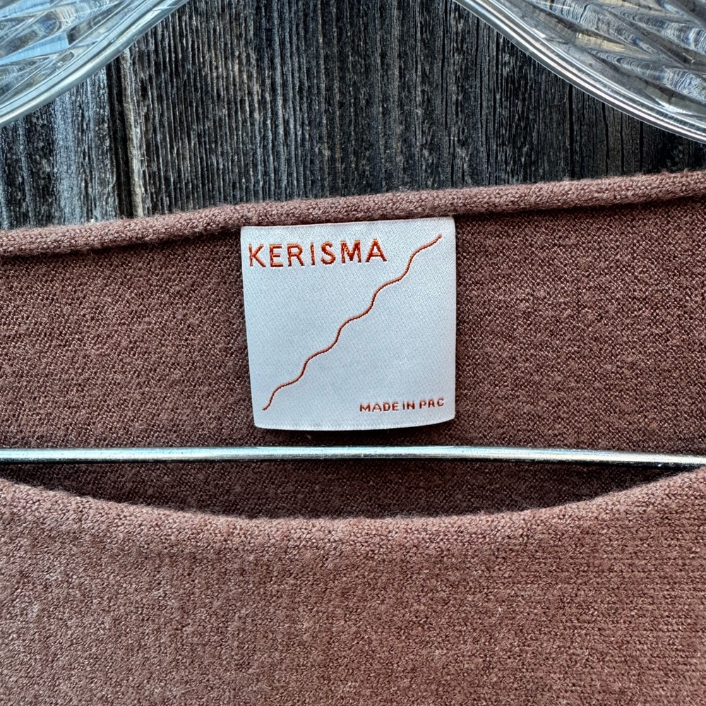 Kerisma Women’s Reddish Brown Crew Neck Off the Shoulder Sweater Russet Brown SM - Picture 4 of 5